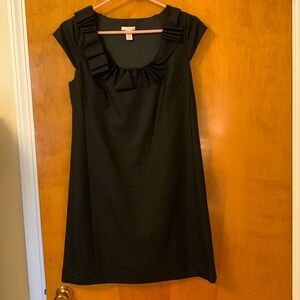 J. Crew Black Sheath Mini Dress Square Neck Cap Sleeve